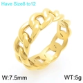 7.5mm wide golden stainless steel Cuban link chain ring for men, size 8-12 variant - Style A Gold