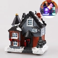 Casetta del villaggio di Natale luminosa in resina con LED colorati ed effetto neve - Taglia Grande A