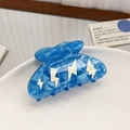 Pince à cheveux en acétate bleu avec motif éclair blanc pour coiffures femmes - 8.2cm / Swag 777 Bleu Léopard