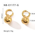 Detailed size chart for golden hollow hoop earrings with dimensions and weight specs - Gold (NB-E1177-G)
