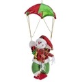 Dettaglio decorazione paracadute pupazzo di neve con paillettes rosse e sciarpa - Piccolo (45cm) / Pupazzo di Neve Paracadute con Paillettes e Perline d'Oro