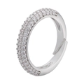 Anello aperto regolabile in argento con tre file di pietre di zirconia cubica micro - Platino Zircone Bianco