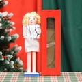 Cascanueces enfermera de madera con estetoscopio y caja de regalo para adornos navidad - Cascanueces enfermera (TN3830) / Grande