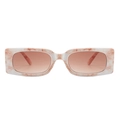 Pink and white marble texture rectangular sunglasses with light brown tinted lenses - Marble Frame Double Tea Lens