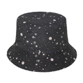 Cappello da pescatore in tela nera con stampe spaziali bianche di stelle e lune - 58cm / Nero Stampa Pianeta Spaziale (1)