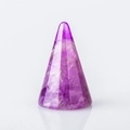 Support de bague conique en cristal violet naturel avec texture minérale polie - Support de bague en améthyste / 40*25*25mm