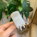 French retro large pearl white hair claw clip for high ponytail with gold lettering - White Glitter