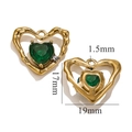 Ciondolo a cuore dorato con gemma verde e piccolo cristallo in primo piano - Verde Scuro