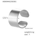 Anello a fascia larga in acciaio inossidabile lucido argento con design a C misura 7 - US 6 / A006-Anello in Acciaio