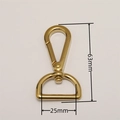 Cierre de langosta de latón con resorte giratorio y anillo en D, 63mm por 25mm - Hebilla Plana de 25*63mm