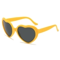 Chic heart-shaped sunglasses in vibrant yellow finish with dark grey UV lenses - Gold