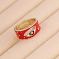 Detalle de anillo de corazón mal de ojo con esmalte rojo y circonitas en caja - Abierto Ajustable / 1# Ojos Rojo