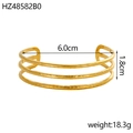 Three-layer hammered 18k gold plated stainless steel cuff with 6.0cm diameter and 1.8cm width - Gold Multi-Layer Hammered (HZ48582B0)