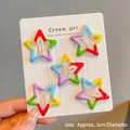 Set de 5 pinzas para el cabello con forma de estrella colorida estilo Y2K - Estrella de arco iris