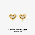 Boucles d'oreilles cœur doré avec nacre blanche, bijoux en acier inoxydable - Boucles d'oreilles en forme de cœur
