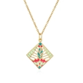 Macro shot of geometric diamond pendant with colorful enamel inlay and sparkling crystals - 22530/Blue Red Green Enamel/Rhombus
