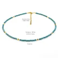 Sky blue turquoise beaded necklace with golden 316 stainless steel chain and clasp - Turquoise Beaded Style (N2625)