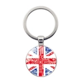 British Union Jack keychain with London icons like Big Ben and red bus illustrations - Flag Outline Hand-drawn Landmarks