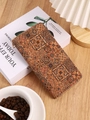 Bohemian cork texture long zipper wallet with vintage geometric floral pattern - Style I