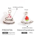 DIY silver alloy strawberry cake pendants with sweet heart detail and white enamel - Strawberry Cake Style (PJ92247SA)