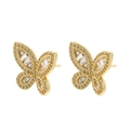 Elegant gold butterfly wing stud earrings with sparkling cubic zirconia on a white background - Pave Butterfly (VE1418) / Gold
