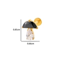 F136 titanium mushroom stud earring with black semi-circle stone and drop zircon - Gold Black