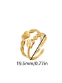Adjustable 18k gold plated stainless steel heart ring with Love engraving, 19.5mm diameter - Double Layer Heart Love