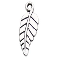 Antique silver leaf charm with top loop for DIY bracelet or necklace jewelry making - Leaf Style (10407)