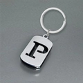 Polished silver stainless steel keychain featuring a hollowed letter P pendant design - Polished Alphabet Letter P