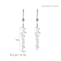 Minimalist silver stainless steel Mama letter drop earrings for women jewelry gift - LE3151 Earrings / Silver