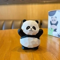 Cute Low-Poly resin panda ornament in black and white finish for car and desk decor - Hands Up / Color Box