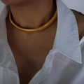 Polished chunky gold-tone twisted chain necklace for women made of premium titanium steel - Necklace-1.2cm / Gold