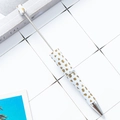 DIY beadable pen in white with golden leopard print pattern and silver metal accents - White with Gold Leopard Spots (8)