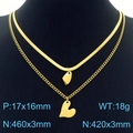 Collana a doppio strato in acciaio inossidabile dorato con pendente a cuore e catena - Oro (KN230275-KFC)