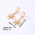 Detailed view of snowflake tassel earrings with size dimensions and weight info - Gold (E01287-12)