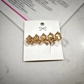 Detailed view of a gold alloy hair clip with crisscross diamond shape and small rhinestones - Gold Rhombus with Rhinestones