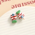 DIY colorful striped glass fish charm bead for jewelry making with blue eyes and green tail - 3D Color Matching Fish / White with Red Stripes