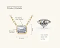 S925 sterling silver necklace with emerald cut moissanite pendant in golden finish - 1 Carat (Chain Length 45cm) / Gold