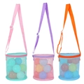 Trio of colorful mesh shell bags for beach toys in mint, pink, and blue finishes - Mesh Bucket 3pcs Set (Girl Colors) / 15*17cm