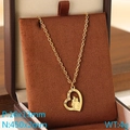 18K gold heart MOM necklace with mother and child silhouette and diamond accents - Couple Hugging Heart With Rhinestone (KN292752-Z)