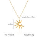 Detailed dimensions of the celestial sun pendant necklace with length measurements - Textured Sunbeam Style (HC-N40376)