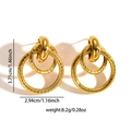 Detailed view of titanium steel earrings measuring 3.71cm by 2.94cm and weighing 8.2g - Hollow Round Stud Earrings 0845