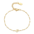 Bohemian gold cactus charm bracelet with white beads and adjustable lobster clasp - White