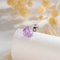 Hexagonal purple zircon stud earring with silver metal pin on minimalist stand - Lavender Hexagon Zirconia Style (A923-5)