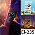 Luminous racing car temporary tattoo stickers for kids, glow in the dark speed theme - Ei-235 (Racing/Fire)