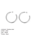Orecchini a cerchio C in acciaio inossidabile argento lucido 40mm con tubo 4mm - Stile a cerchio (YE35962) / 40mm (1 Paio) / Colore acciaio