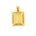 18K gold plated hollow rectangular pendant featuring embossed letter Y and vintage patterns - Letter Y (SP598G-Y)