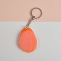 Realistic PVC orange sweet potato slice food keychain with metallic silver ring - Ham Slice - Keychain Style