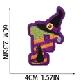 Detail of Halloween letter F embroidery patch with wizard hat and cat showing 6cm height - Letter F