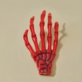 Harajuku Skeletthand-Haarspange in leuchtendem Rot mit schwarzem Spinnennetzmuster - Rot